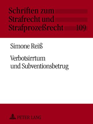 cover image of Verbotsirrtum und Subventionsbetrug